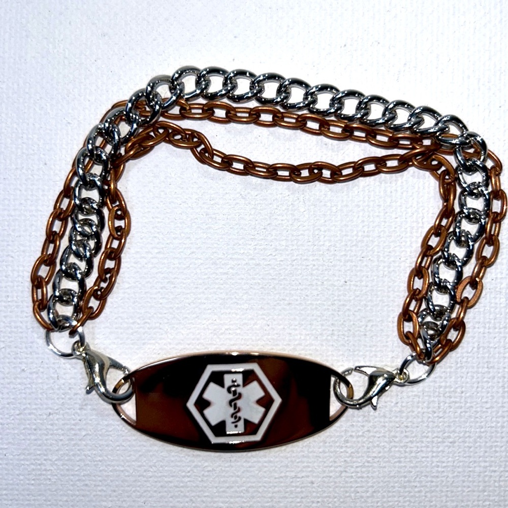 Artisan Handmade Copper & Stainless Steel Bracelet For Your Medical Alert Tag